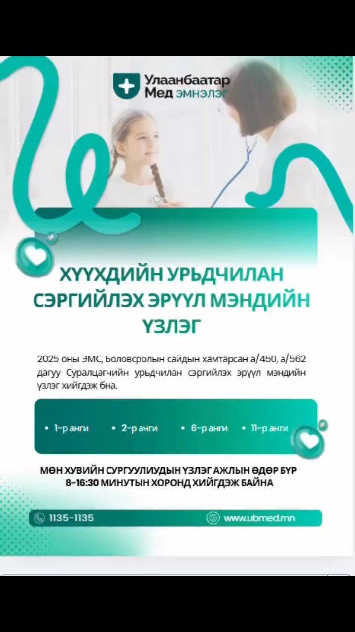 Улаанбаатар Мед Нэгдсэн Эмнэлэг — Эмч нарын зөвлөгөө, оношилгоо, эмчилгээний бичлэг (...